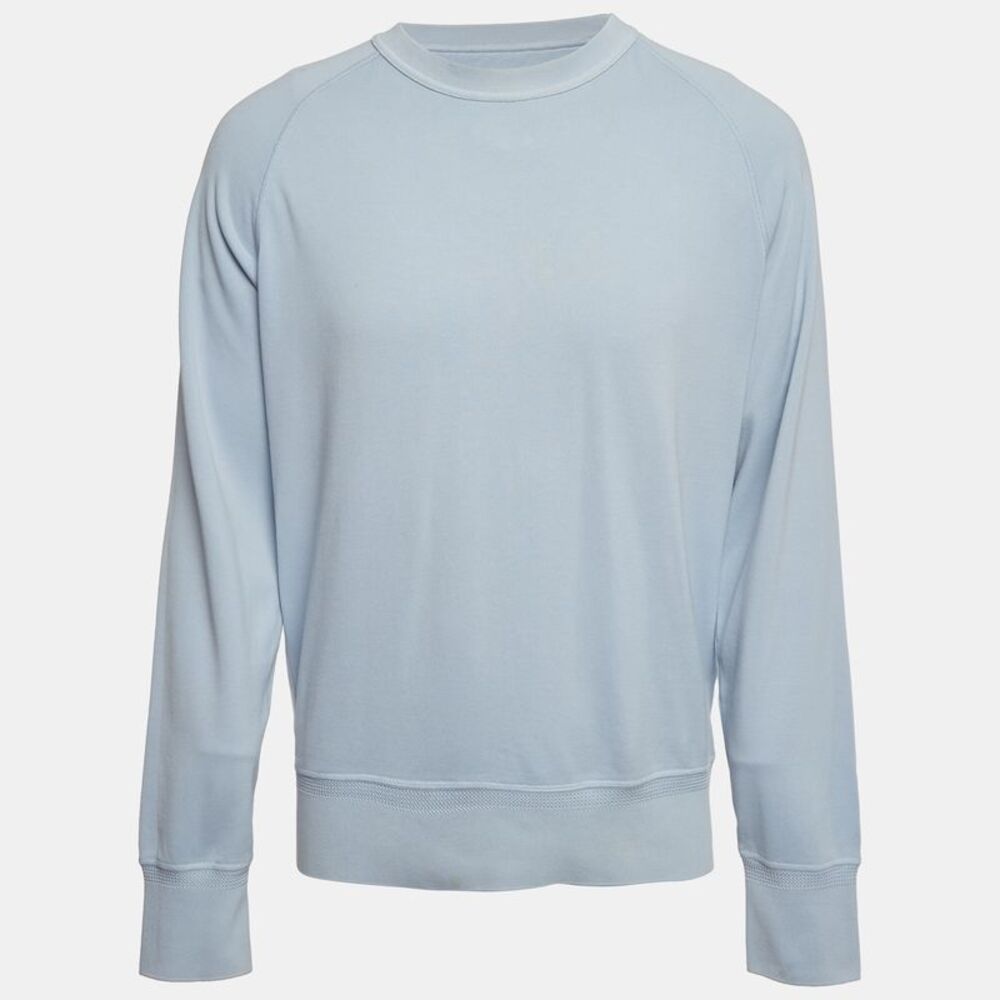 Tom Ford Light Blue Cotton Knit Crewneck Sweatshirt L